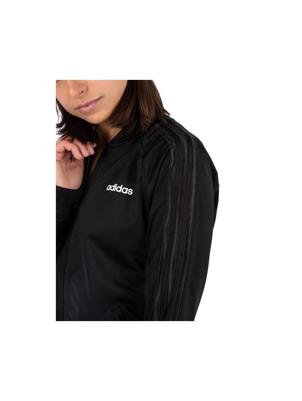 Adidas Track Jacket Womens Medium Black 3 Stripe Full Zip Athletic Streetwear